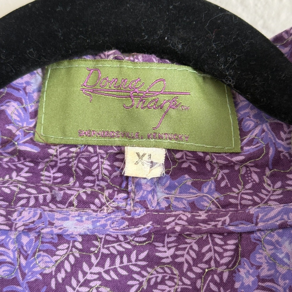 Donna Sharp Xl Patchwork Quilted Jacket Purple Fl… - image 3